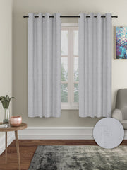 Pack of 2 Polyester Blackout Emboss Window Curtains- Light Grey