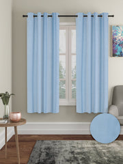 Pack of 2 Polyester Blackout Emboss Window Curtains- Blue