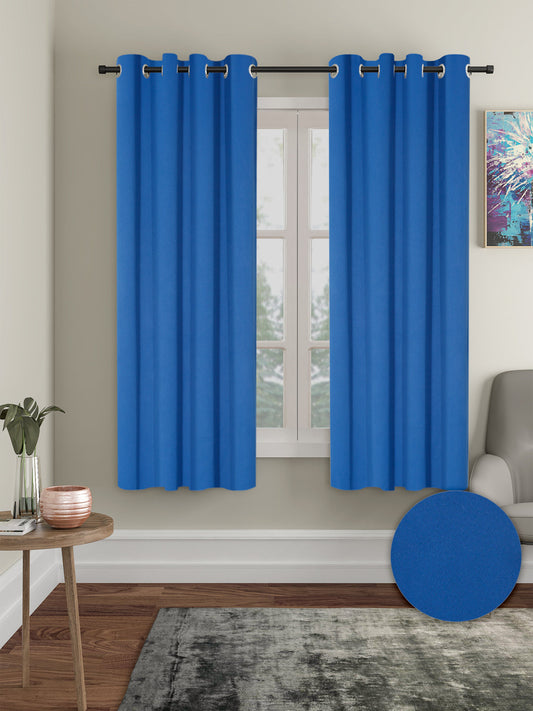 Pack of 2 Polyester Blackout Solid Window Curtains- Navy Blue
