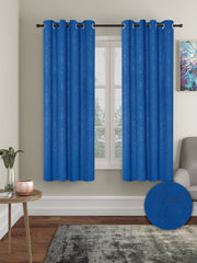 Pack of 2 Polyester Blackout Emboss Window Curtains- Navy Blue