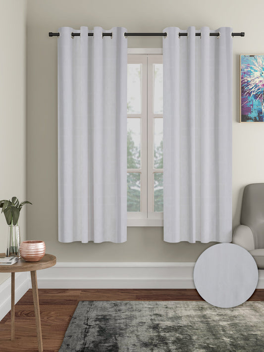 Pack of 2 Polyester Blackout Solid Window Curtains- Light Grey