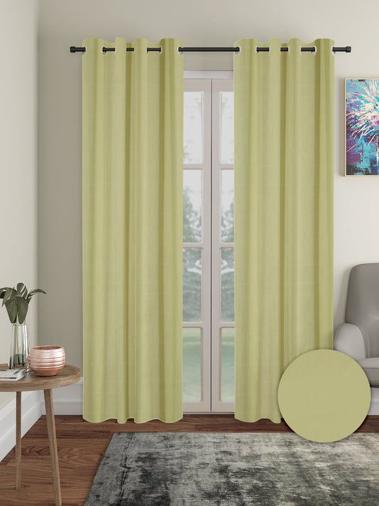 Pack of 2 Polyester Blackout Solid Door Curtains- Green