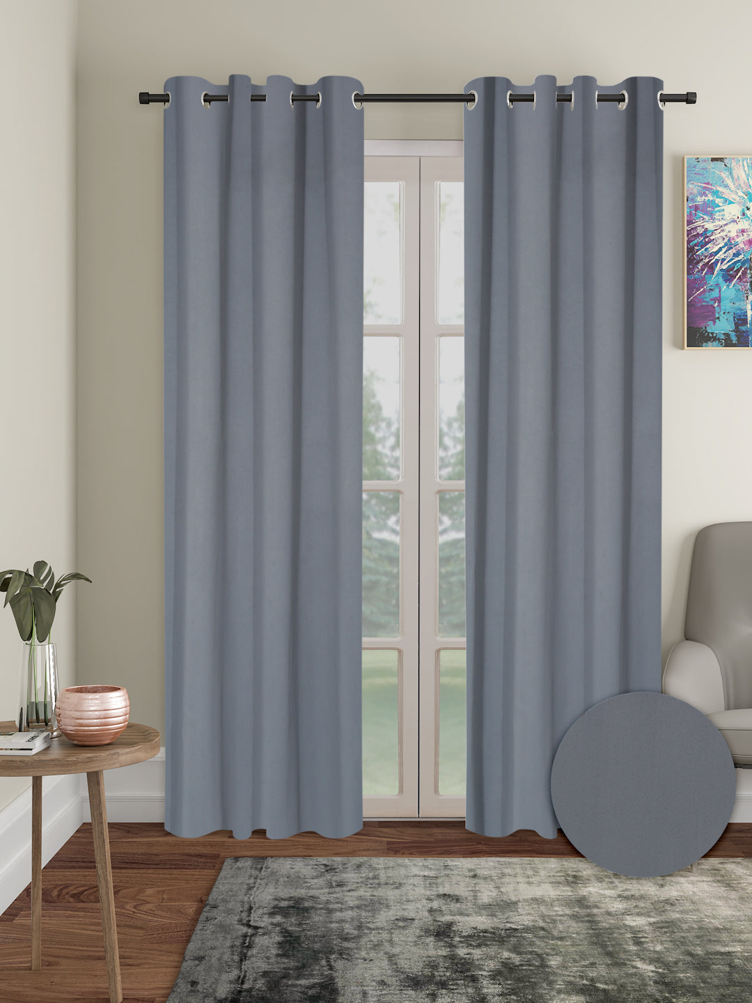 Pack of 2 Polyester Blackout Solid Curtains