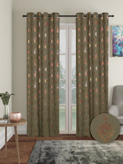 Pack of 2 Polyester Blackout Foil Long Door Curtains- Olive