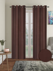 Pack of 2 Polyester Blackout Solid Door Curtains- Brown