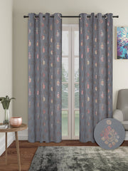 Pack of 2 Polyester Blackout Foil Long Door Curtains- Dark Grey