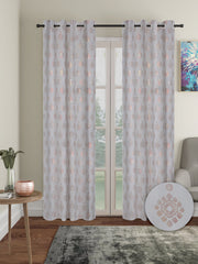 Pack of 2 Polyester Blackout Foil Door Curtains- Light Grey