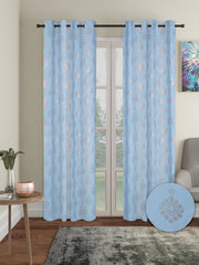 Pack of 2 Polyester Blackout Foil Long Door Curtains- Blue