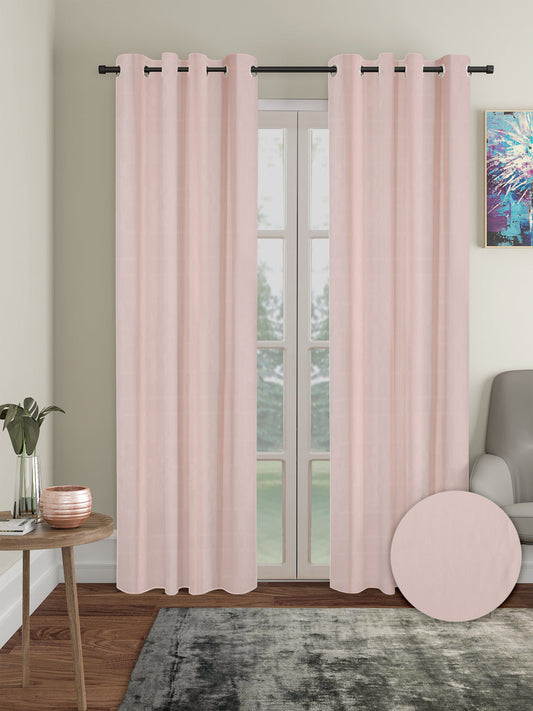 Pack of 2 Polyester Blackout Solid Door Curtains- Pink
