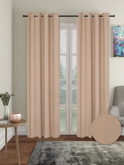 Pack of 2 Polyester Blackout Solid Door Curtains- Coffee