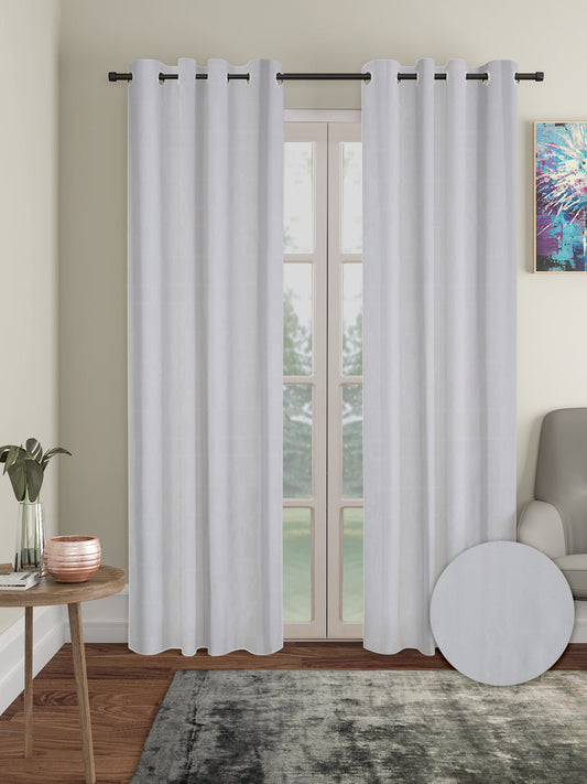 Pack of 2 Polyester Blackout Solid Long Door Curtains- Light Grey