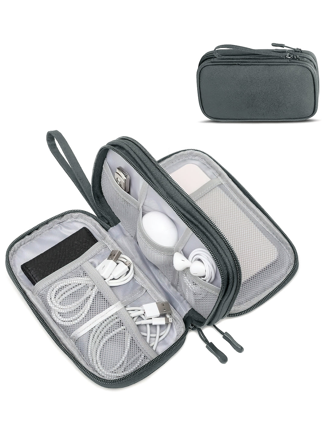 Electronics Accessories Organizer Bag (Pack of 1) Solid Nylon- Grey ...