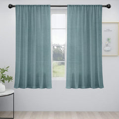 Pack of 2 Solid Linen Sheer Window Curtains- Grey Melange