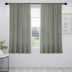 Pack of 2 Solid Linen Sheer Window Curtains- Grey