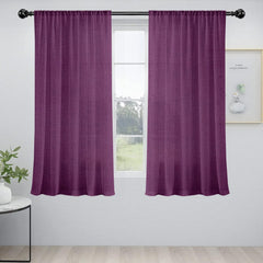 Pack of 2 Solid Linen Sheer Window Curtains- Purple