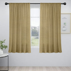 Pack of 2 Solid Linen Sheer Window Curtains- Beige