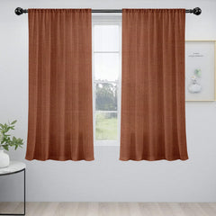 Pack of 2 Solid Linen Sheer Window Curtains- Brown