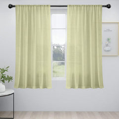 Pack of 2 Solid Linen Sheer Window Curtains- Cream