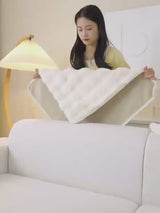 Ultimate Comfort Solid Chenille Microfiber Sofa Slipcover Set | Durable Anti Slip | Cream