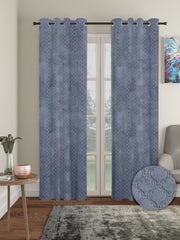 Pack of 2 Velvet Room Darkening Emboss Door Curtains- Dark Grey