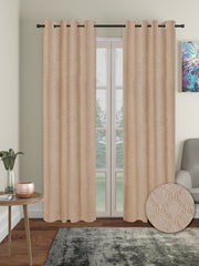 Pack of 2 Velvet Room Darkening Emboss Long Door Curtains- Peach