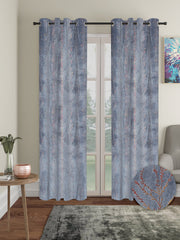 Pack of 2 Velvet Regular Foil Long Door Curtains- Dark Grey