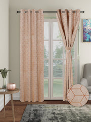 Pack of 2 Velvet Regular Geometric Foil Long Door Curtains- Peach