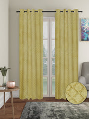 Pack of 2 Velvet Room Darkening Emboss Door Curtains- Olive