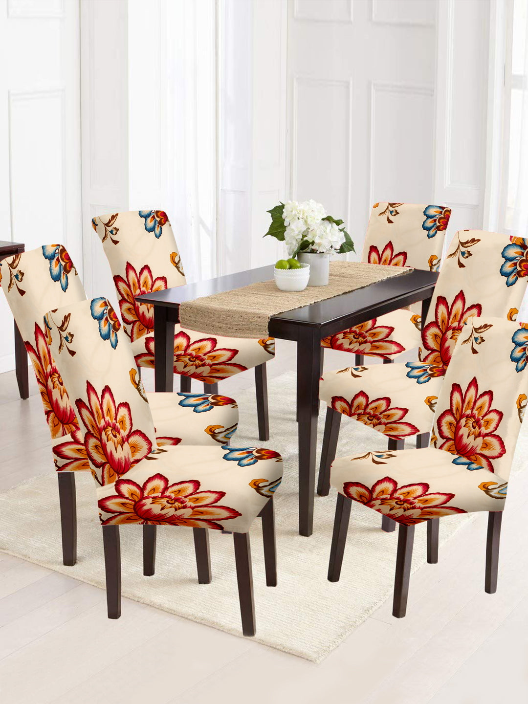 Stretchable Non Slip Printed Dining Chair Cover
